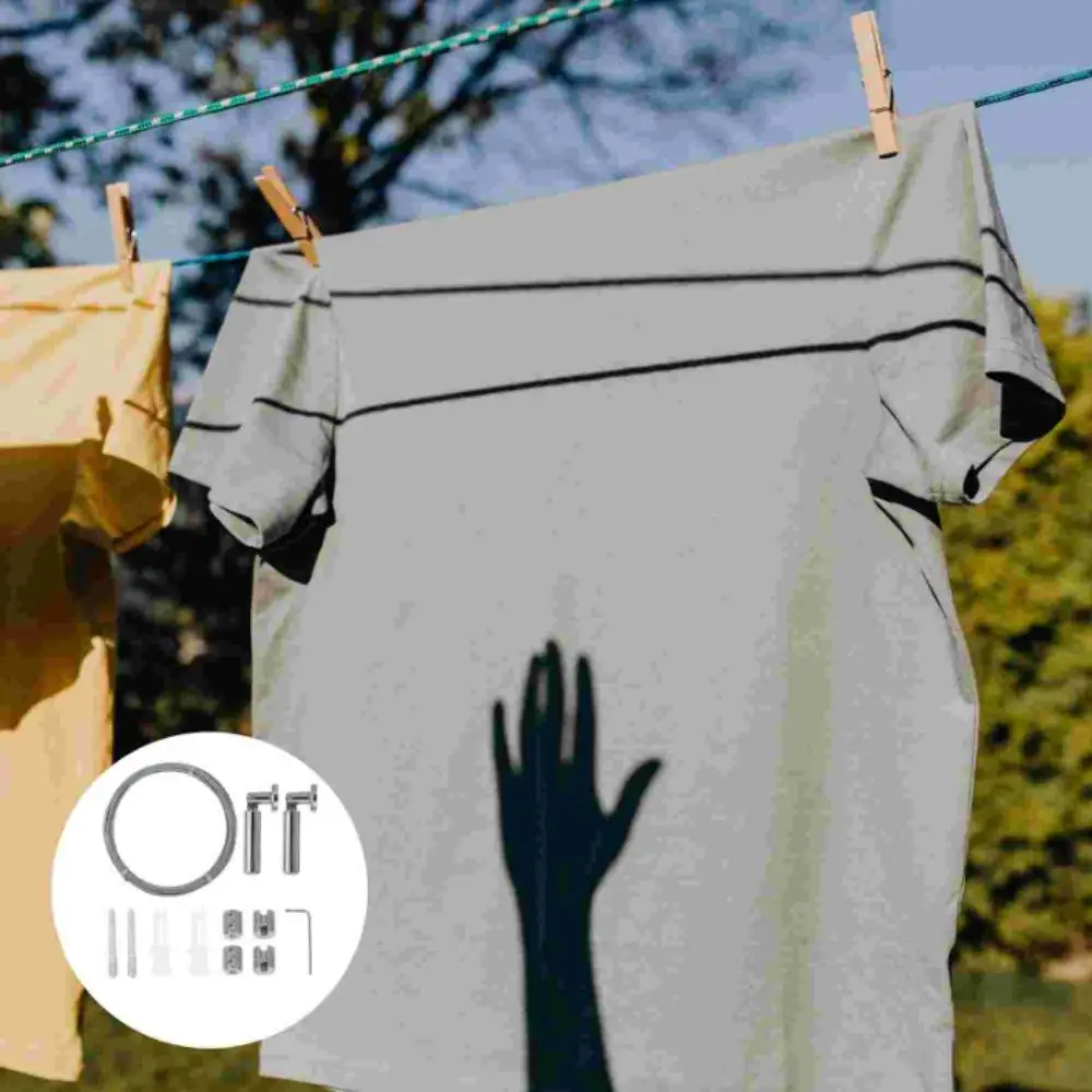 Cuerda para Tender Ropa de Acero Inoxidable 304, Juego de Alambres para Cortinas con Soporte para Balcón, Tendedero Retráctil, Diseño sin Perforaciones