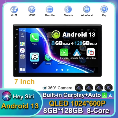 7 pulgadas 2 Din Android 13 Auto Radio de coche vídeo Multimedia estéreo Universal Carplay GPS para Volkswagen Nissan Hyundai Kia Toyota