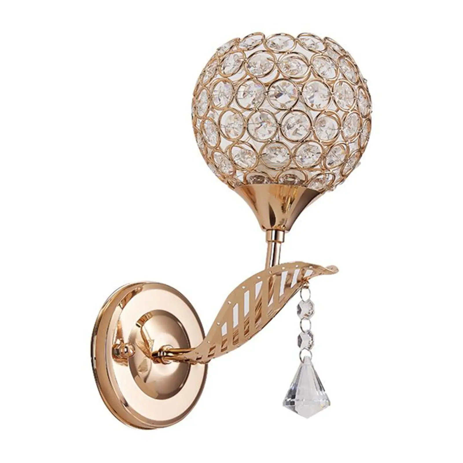 Vintage Style Crystal Wall Light Gold Frame LED E26 Sconce with Switch for Bedroom Living Room Hallway Hotel Lighting