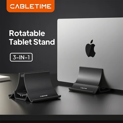 CABLETIME Vertical Laptop Stand Automatically Shrink Space-Saving Multifunctional Tablet Stand for MacBook Surface iPad Phone