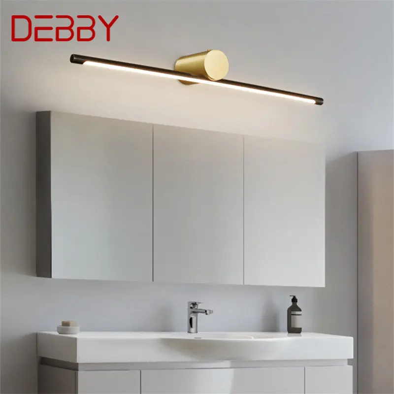 Debby Eigentijdse Messing Ijdelheid Armatuur Spiegel Front Light Led 3 Kleuren Badkamer Apparaat Bad Make-Up Eenvoudige Wandlamp