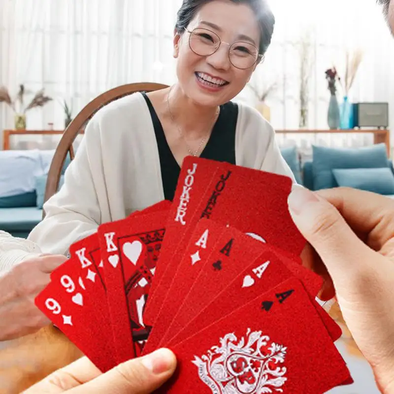 

Red plastic playing cards PVC poker waterproof washable Parker rustic Red Year of the Festival creative thickened card