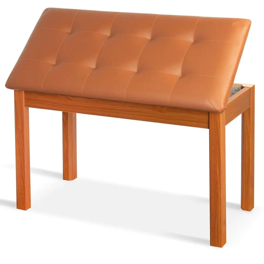 

Табурет для фортепиано/пианино, 12.2"D x 27.95"W x 14.17"H, из массива дерева, с местом для хранения, мягкий, для клавишных инструментов