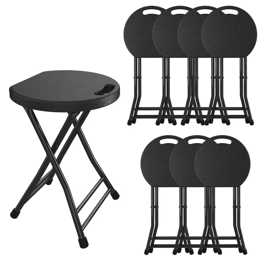 Stool, 18 Inch Foldable Stool with Handle amp Steel Frame, Pack of 8 Folding Bar Stools, 440lbs Sturdy Foldable Lightweight Meta