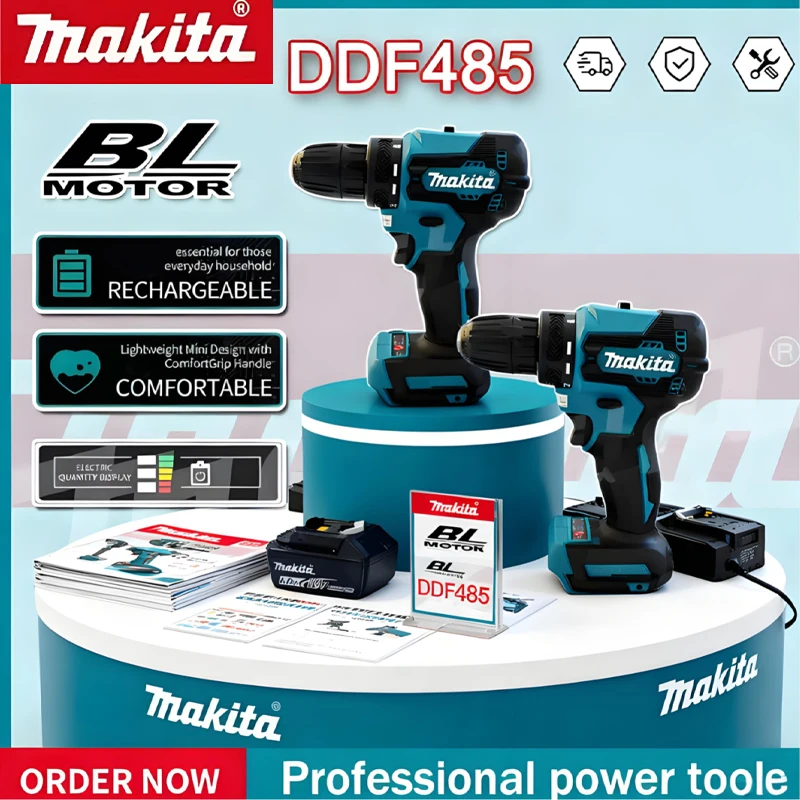 

Makita DDF485 Компактная аккумуляторная ударная дрель 18 В Аккумуляторный бесщеточный электрический инструмент с переменной скоростью для сверления и ударных инструментов