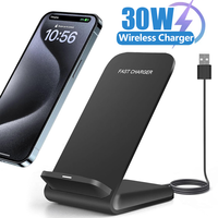 30W Wireless Charger Stand Pad for IPhone 15 14 13 12 Pro XR 8 X XS Max Samsung Xiaomi Induction Fast Charging Dock Station