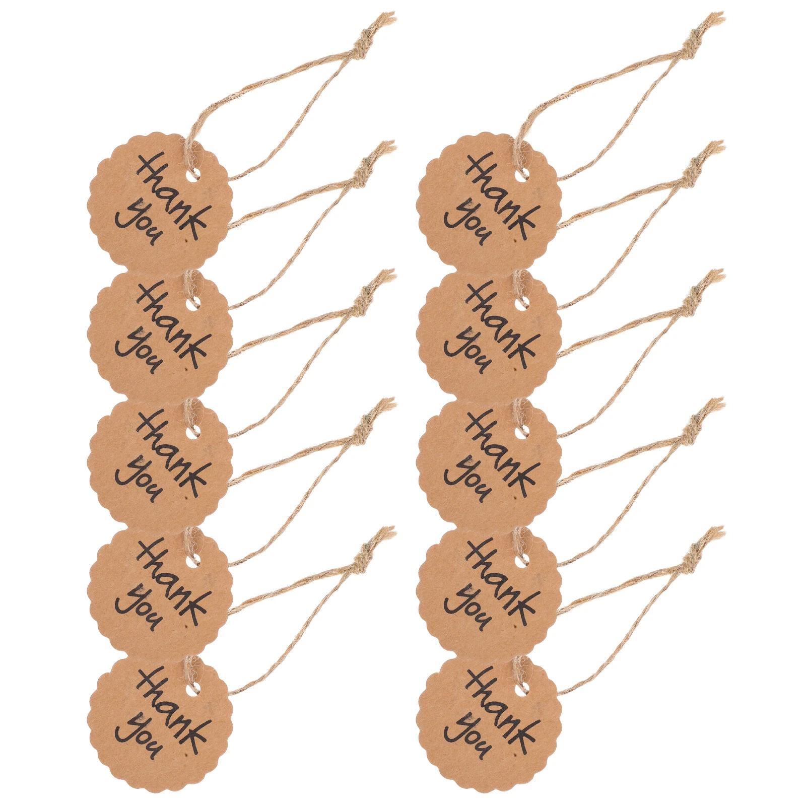 100pcs Kraft Scalloped Kraft Paper Tag Brown 4Cm 20Cm String Wedding Thank Tag You Label Favor Gift Thank You Label