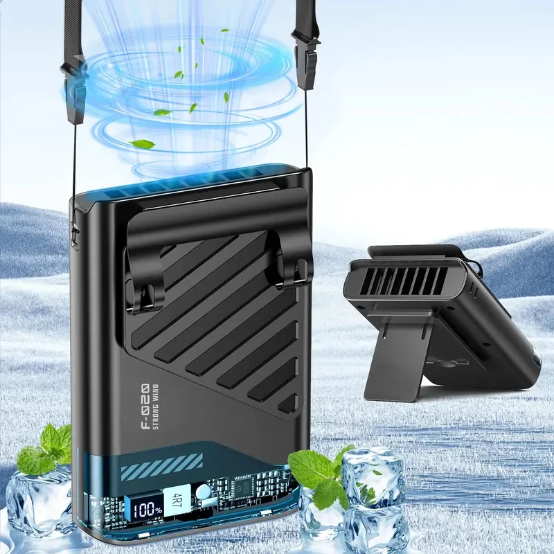 

Brand New Portable Waist Fan with Belt Clip Light Mute Five Hole New Neck Hanging Fan Suitable for Outdoor Travel of Office Desk