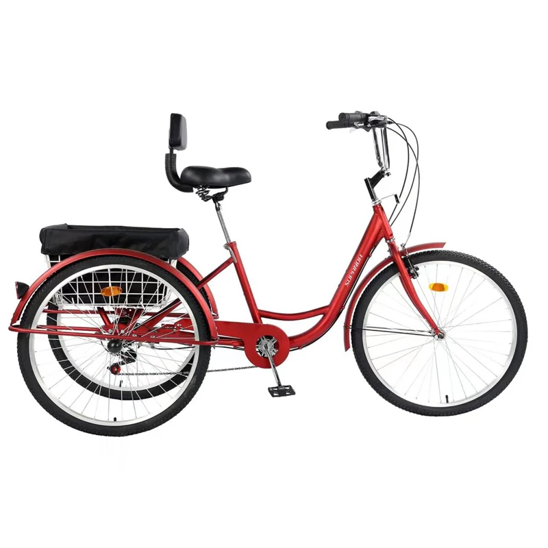 

26inch High Carbon Steel 3 Wheel Tricycle Three Wheels Adult Cargo Bike Bicycle