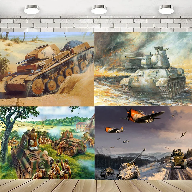 Tank Car Photography Backdrop Armored Vehicle Soldier Background Banner Decoration Happy Birthday Party