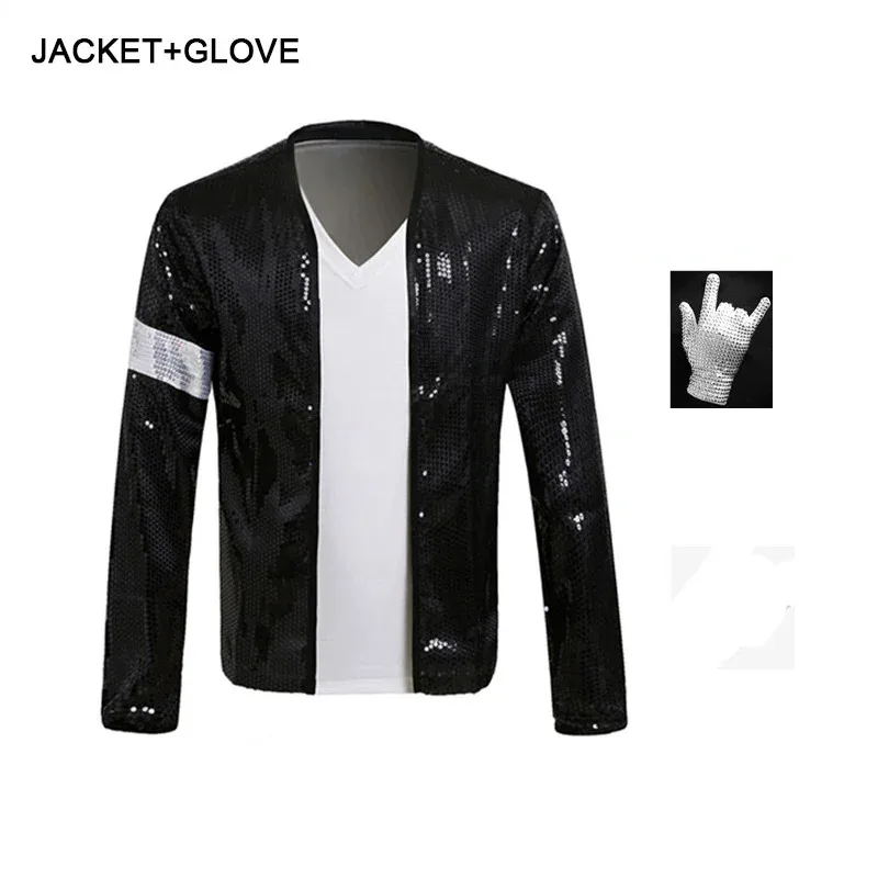 2026 MJ Michael Jackson Coat Billie Jean Jacket Glove Kids Party Cosplay Costume Clothing Children Cos Sets 2024 Tshirt view 3