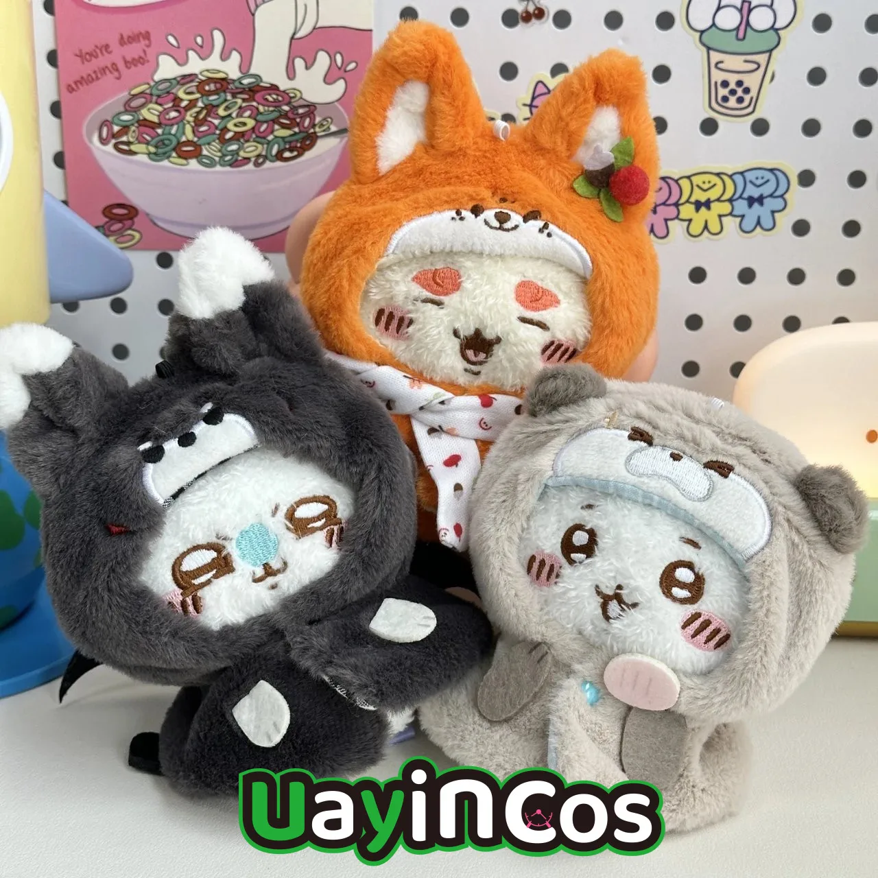 10cm Doll Clothes Cute Animal Fox Otter Wolf Cub Ears Tail Cloak Suits Stuffed Plushies Plush Doll Accessories Anime Toy Kids Gi