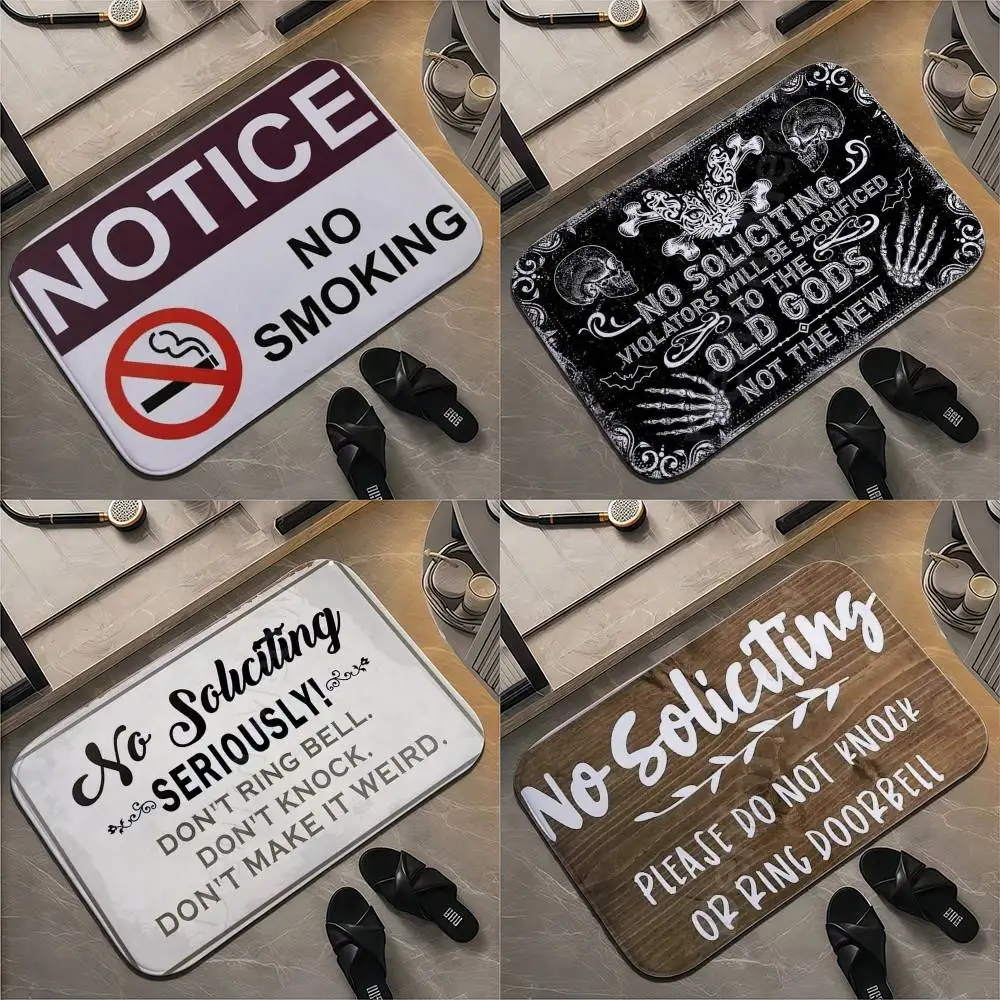 

No Soliciting Funny Metal Sign For House Floor Mat Printed Large Carpets Room And Bedroom Carpets Bathroom Anti Slip Door MATS