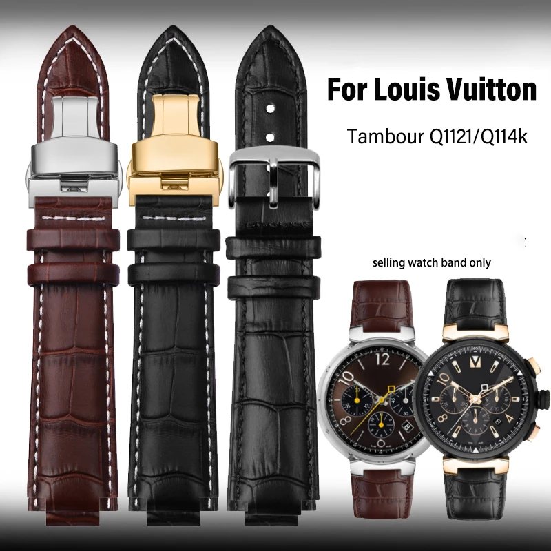 For LV Watch Raised Mouth for Louis Vuitton Tambour Q1121 Q114k Dedicated Watchband Cowhide watch strap Men Women with tools