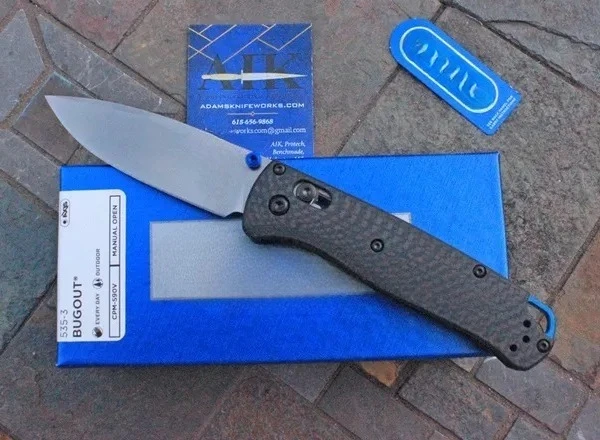

Складной нож Bugout 533 и 535, лезвие 3.24 дюйма из стали CPMS90V, рукоять из карбонового волокна с фиксатором Axis Lock, ножи для выживания на природе