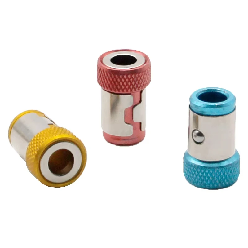 1/4 Batch Head Color Magnetic Coil Screwdriver Tip Filling Metal Screwdriver Head Positioning Steel Sleeve Tool