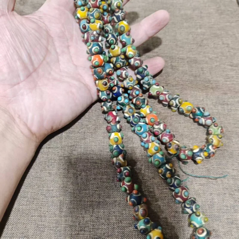 Unisex Bohemian Ethnic Long Necklace Handcrafted Colorful Eye‑Design Lampwork Glass Beads Retro Tribal Fashion Ornament