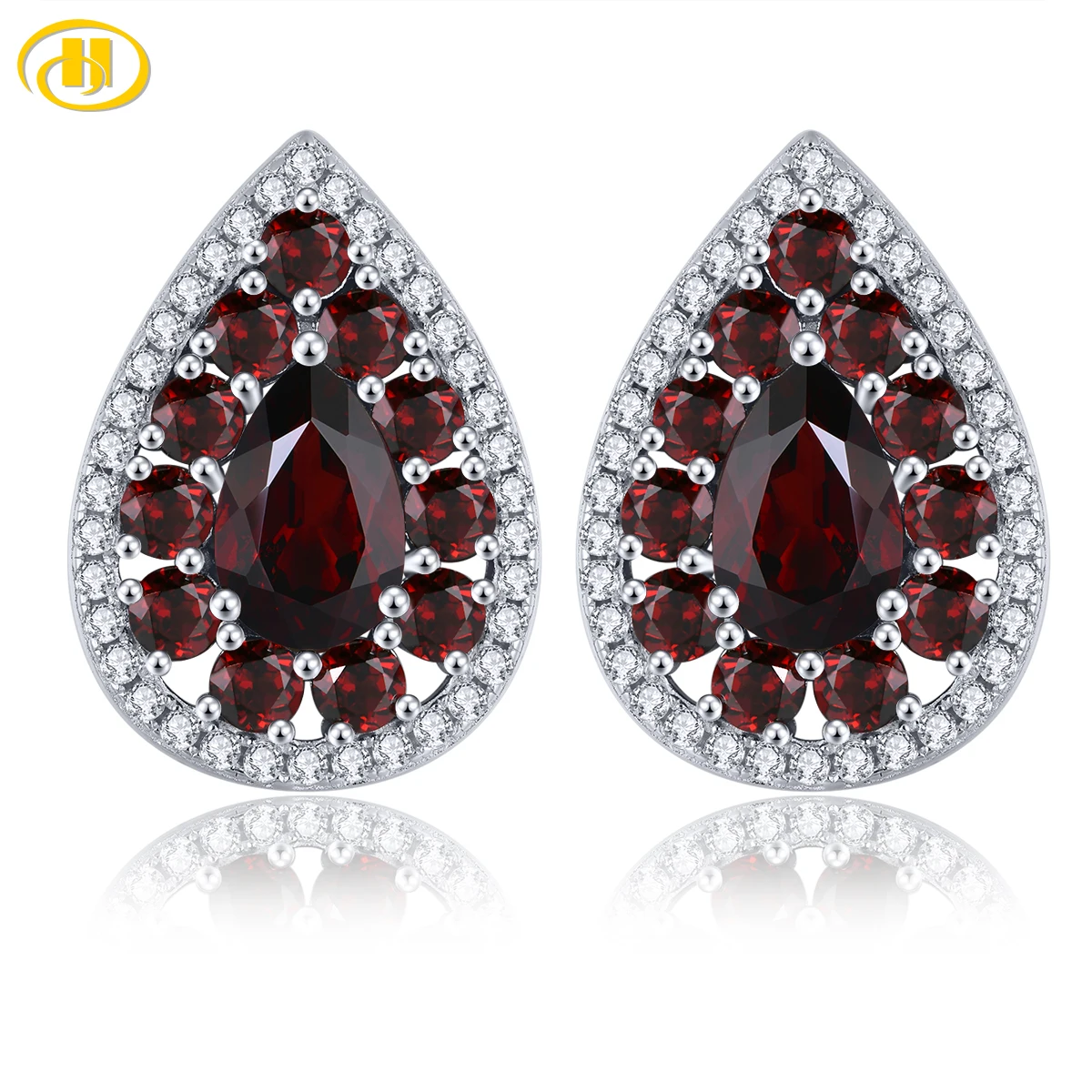 

Серьги-гвоздики из стерлингового серебра с натуральным красным гранатом, 6,5 карата, натуральный драгоценный камень, женские классические изысканные ювелирные изделия S925