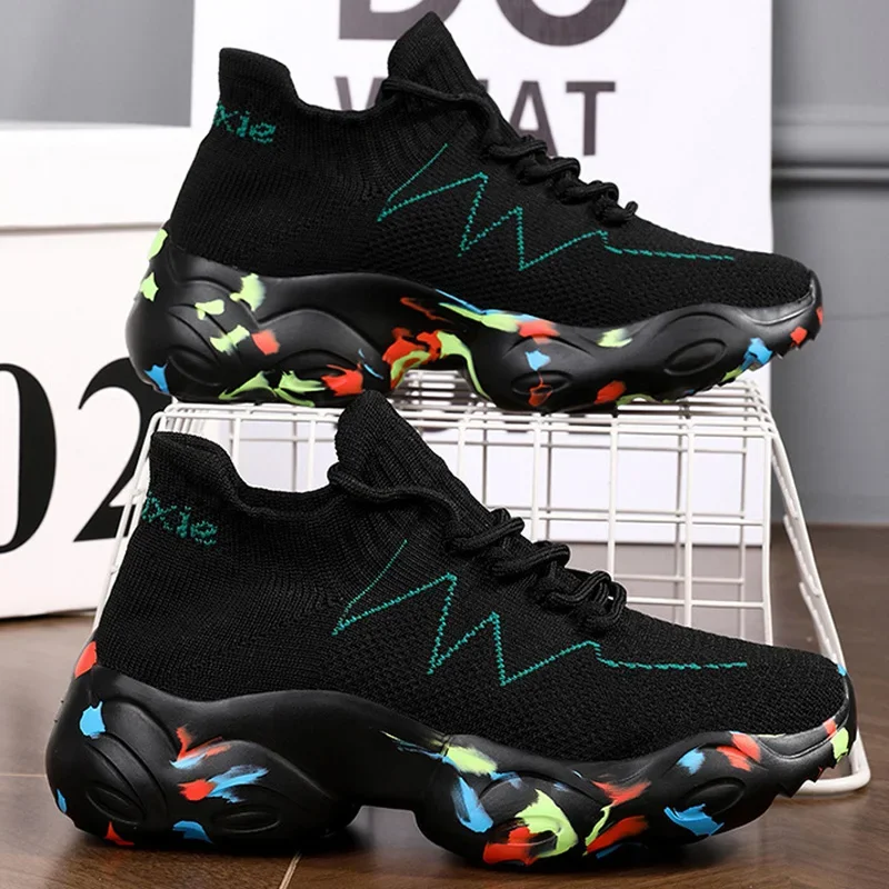 

New Men's Running Sneakers Outdoor Mesh Shoes Light Weight Plus Size 47 Running Shoes Anti-Slip Casual Training Tennis Black Sho