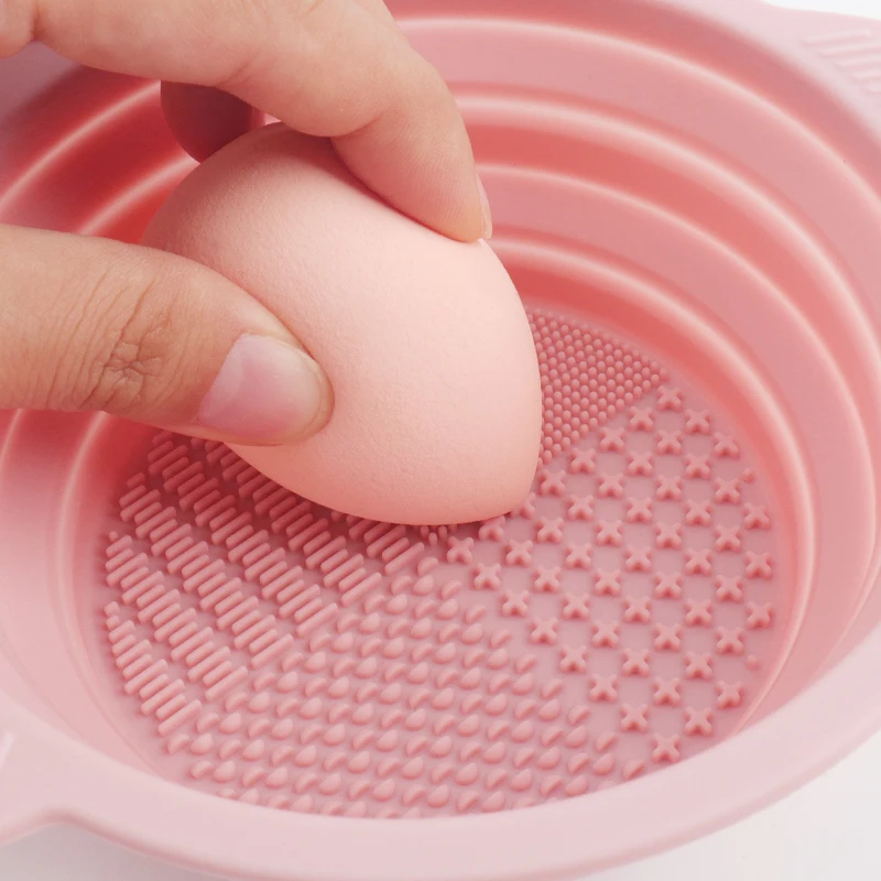 Detergente per pennelli per trucco in silicone Ciotola per pulizia pieghevole per soffio di cipria Pennelli per ombretto Lavaggio Tappetino morbido Strumenti di bellezza Scatola per scrubber
