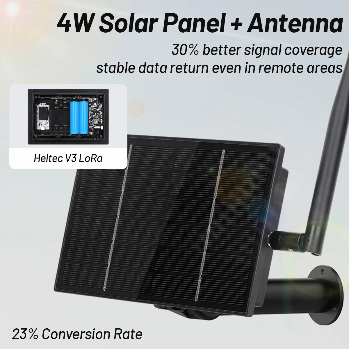 

4W Outdoor Waterproof Solar Panel Powered Meshtastic Solar Heltec LoRa V3 5200mah Solar Node for LoRawan SX1262 LoRa Kit