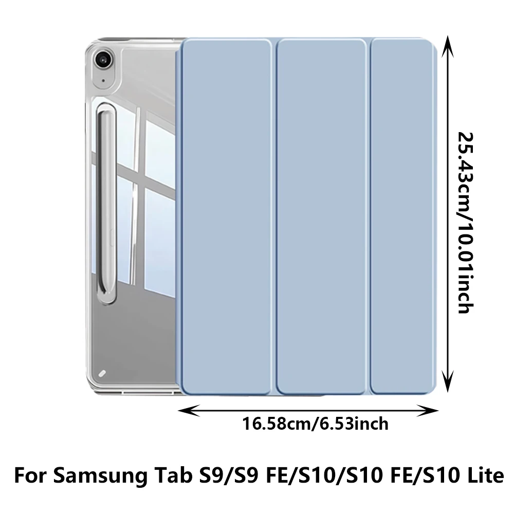 case For Samsung galaxy Tab S10 Lite SM-X400/X406B/S10 FE/S10/S9 FE/S9, Crystal Clear Case with Pencil Slot, Auto Sleep Wake