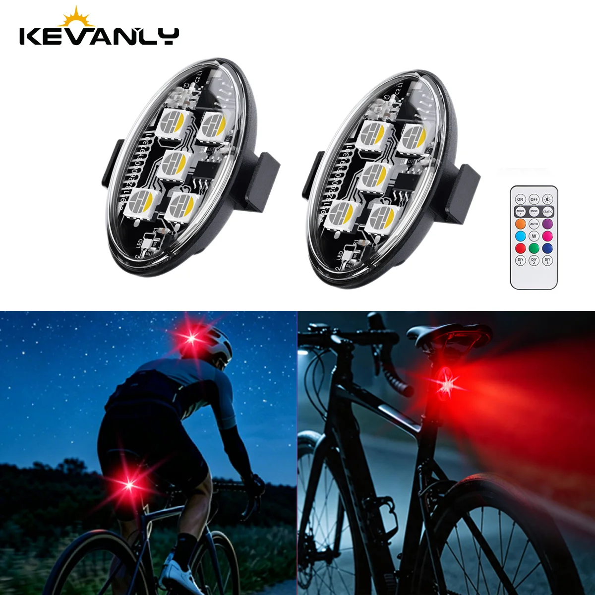 6/4in1 Multi‑Mode RGB LED Riding Warning Taillight USB Rechargeable Safety Night Light for E-Scooter Bike Motorcycle Helmet Gear