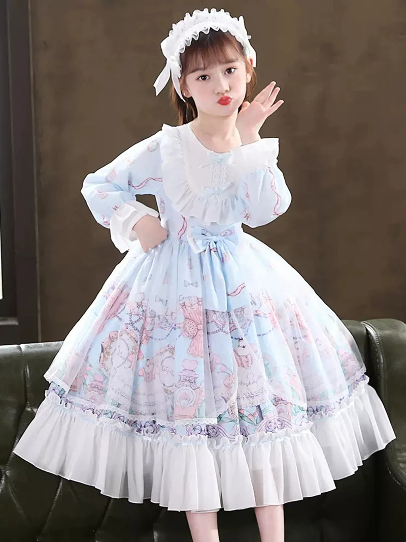 Vestido de fiesta de princesa de terciopelo para niña, vestido de boda Kawaii de Lolita, Otoño e Invierno