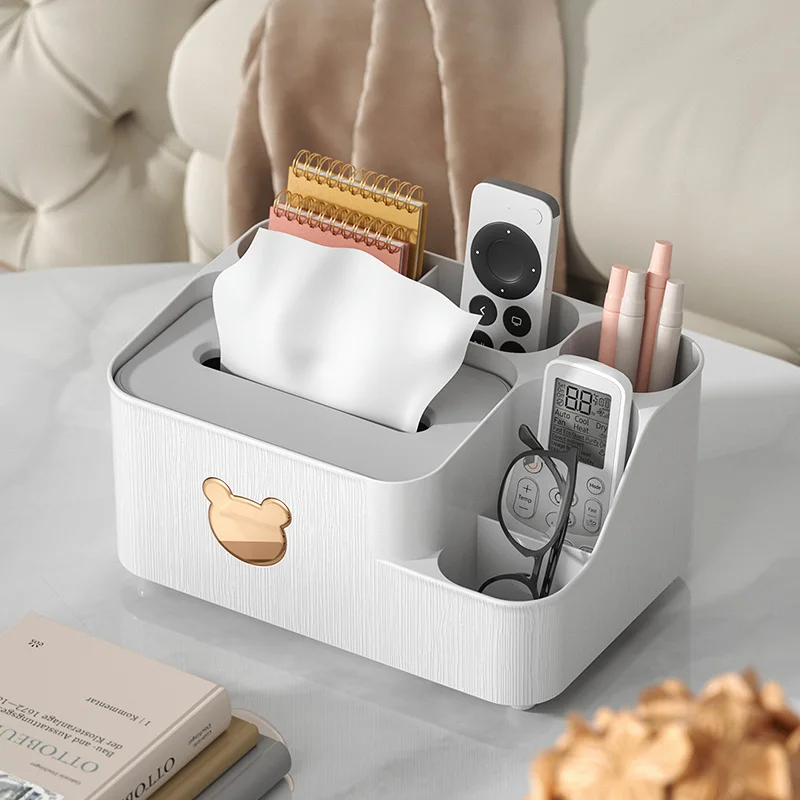 Tissue Storage Box Living Room Desktop Storage Multi-function Storage Box