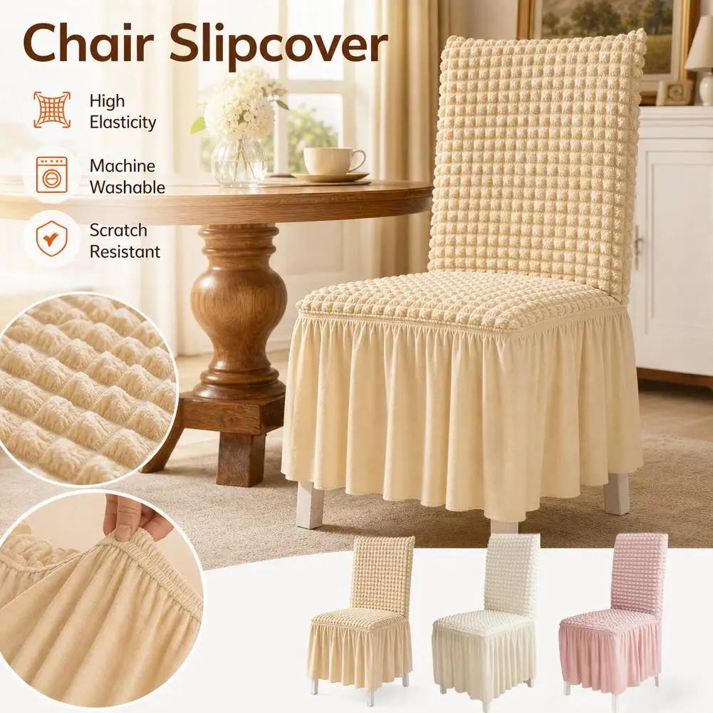 European Style Foam Gauze Chair Cover Seat Backrest One-Piece Stool Cover for Dining Table Living Room Household Use