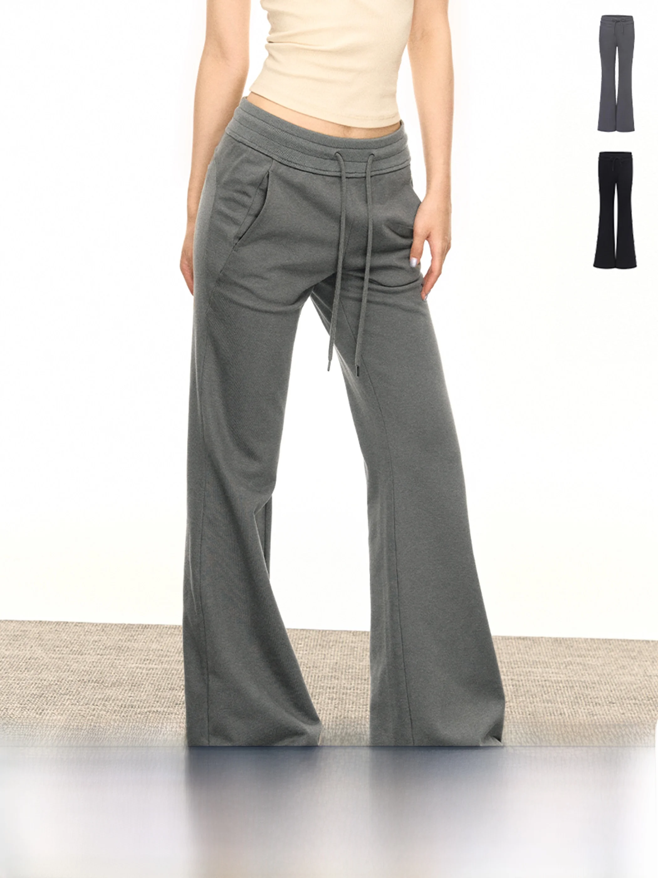 

Ariseism American Sle Slim Fit Bell Bot Yoga Pants Women's Low Waist Spor ey Casual Trousers for Ladies