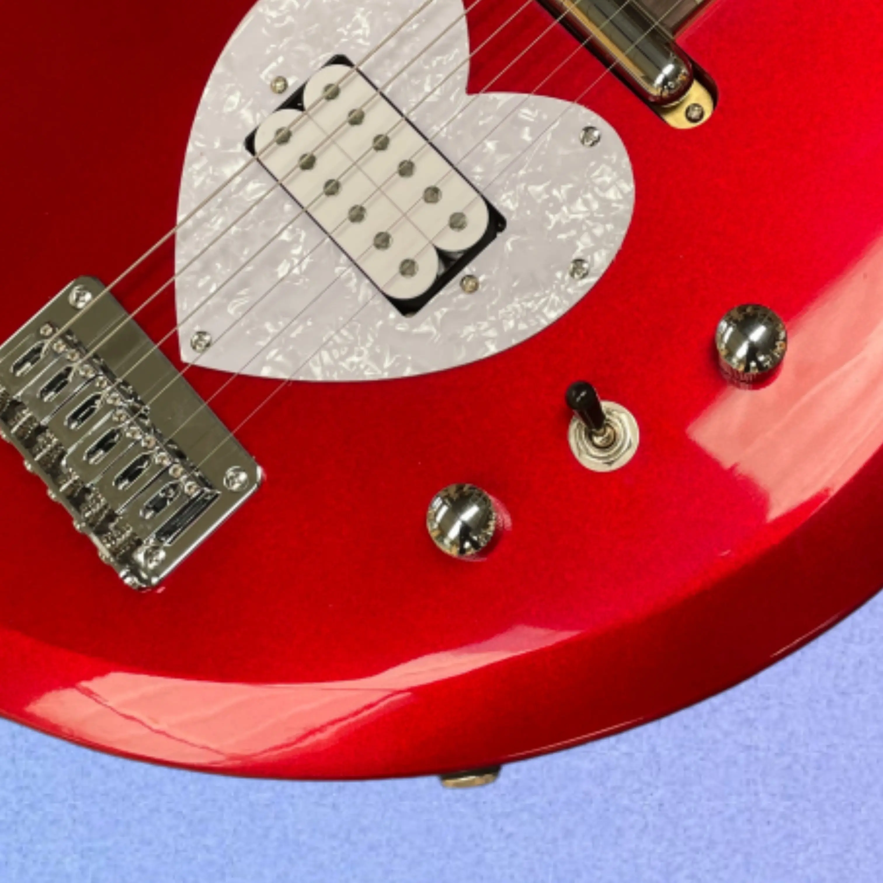 Red Heart‑Shaped Electric Guitar With Heart‑Inlaid Rosewood Fretboard And Dual Volume Knobs Guitars,Ideal For Beginners Guitarra