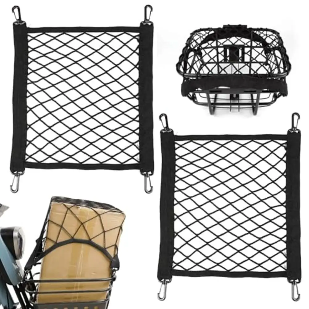 2pcs Car Luggage Storage Net Motorcycle Cargo Net With Elastic Band 30*30cm For Car Motorcycle Scooter