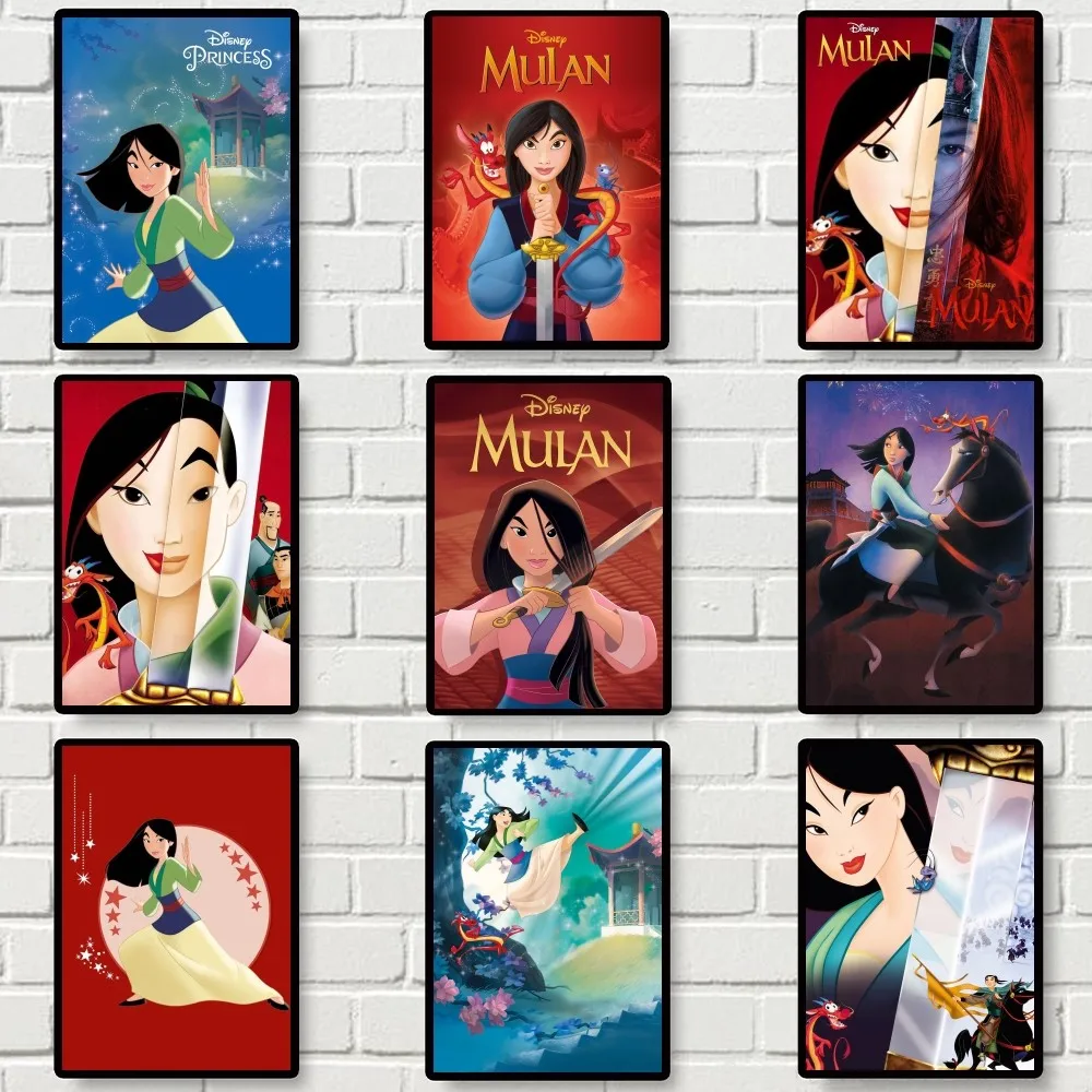 Disney Cartroon Mulan Movie Poster Gallery Prints Self Adhesive Home Decor Decoration Wall Decals Living Room Sticker