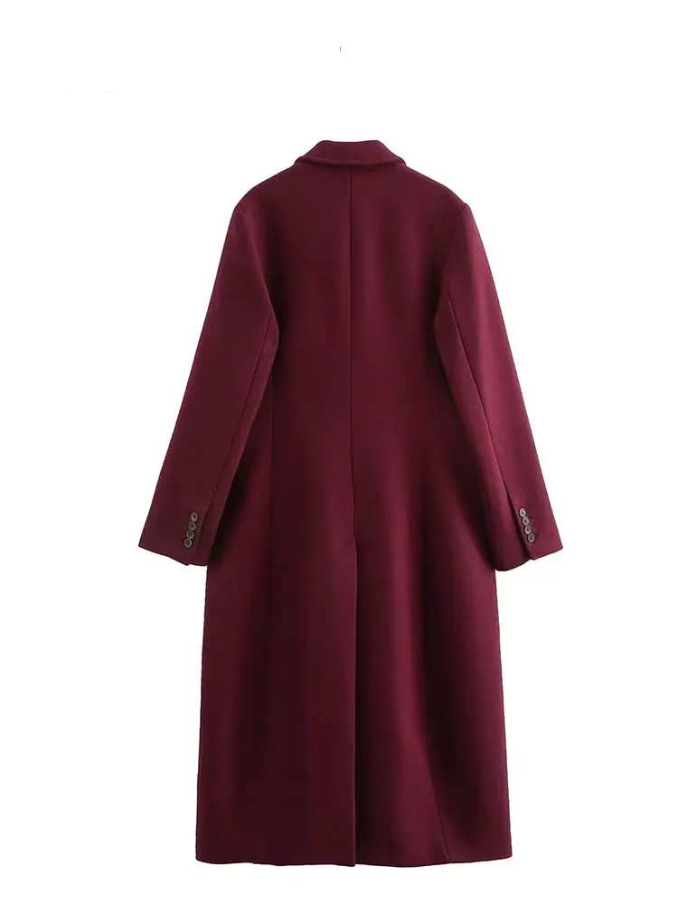 HH 2024 Autumn Elegant Windbreaker For Women Long Sleeves Solid Color Lapel With Pockets Double Breasted Vintage Coats