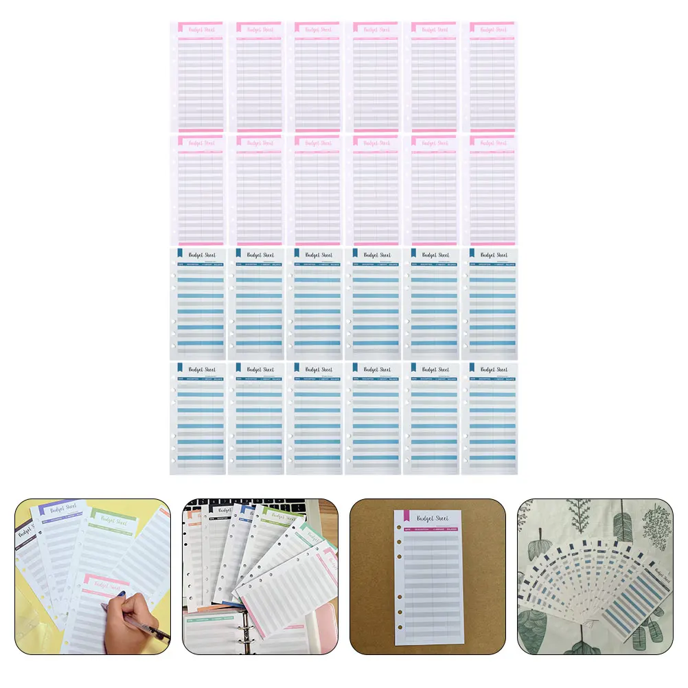 24Pcs Envelope Inserts Cash Budget Sheets Expense Tracking Sheets for Home Office School Use Portable Budget Planner Cards