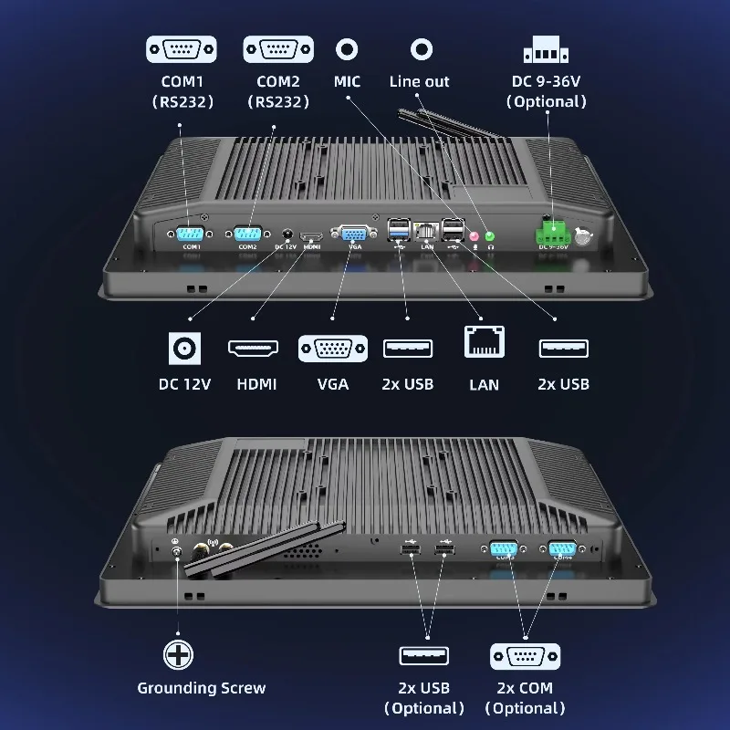 Marine Bridge Display Terminal 12 13.3 15 15.6 21.5 Embedded Fanless Industrial Panel PC Anti Glare