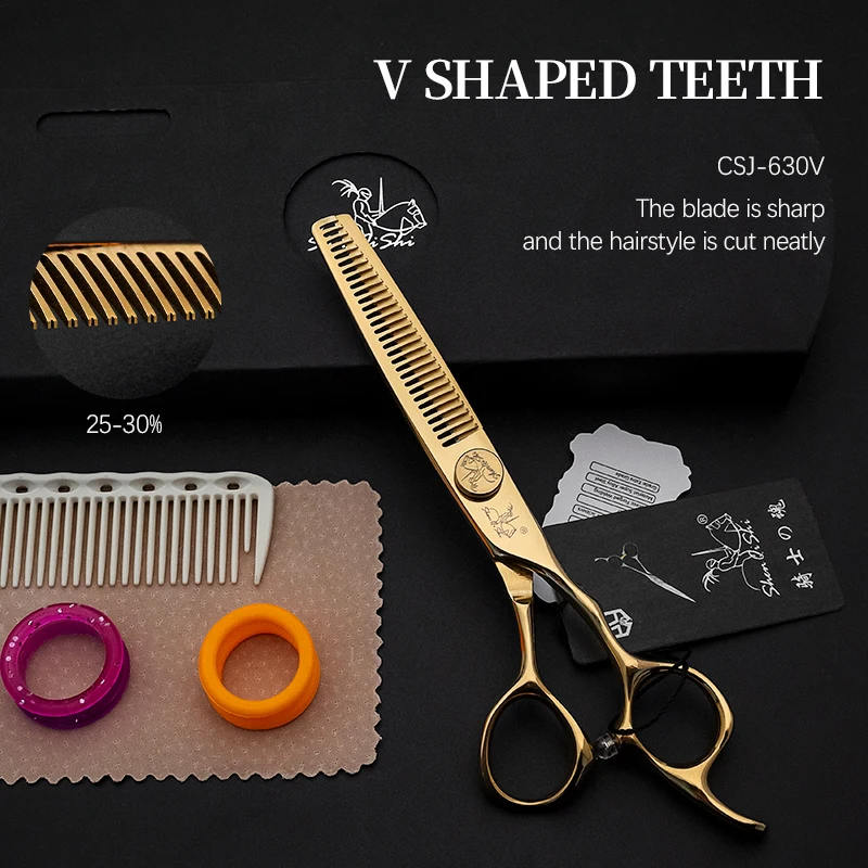 

Stainless Steel Hair Cut Scissors Gold Color Professional Hair Beauty Shears Salon Use Hair Scissors Thinning Scissors