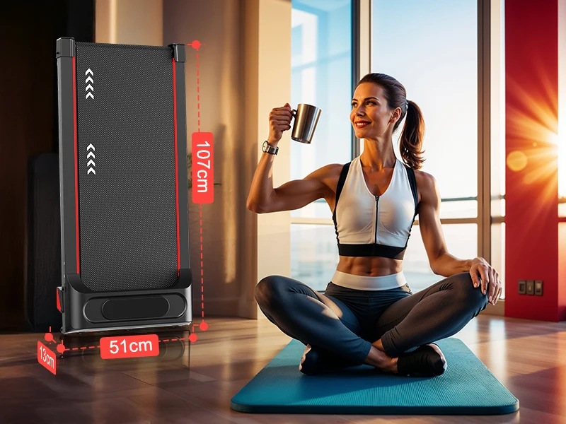 Leises Laufband für unter den Schreibtisch, 2,25 PS, 100 kg Tragkraft, 4% Steigung, tragbares, kompaktes elektrisches Laufband für Zuhause und Büro – Detail 9