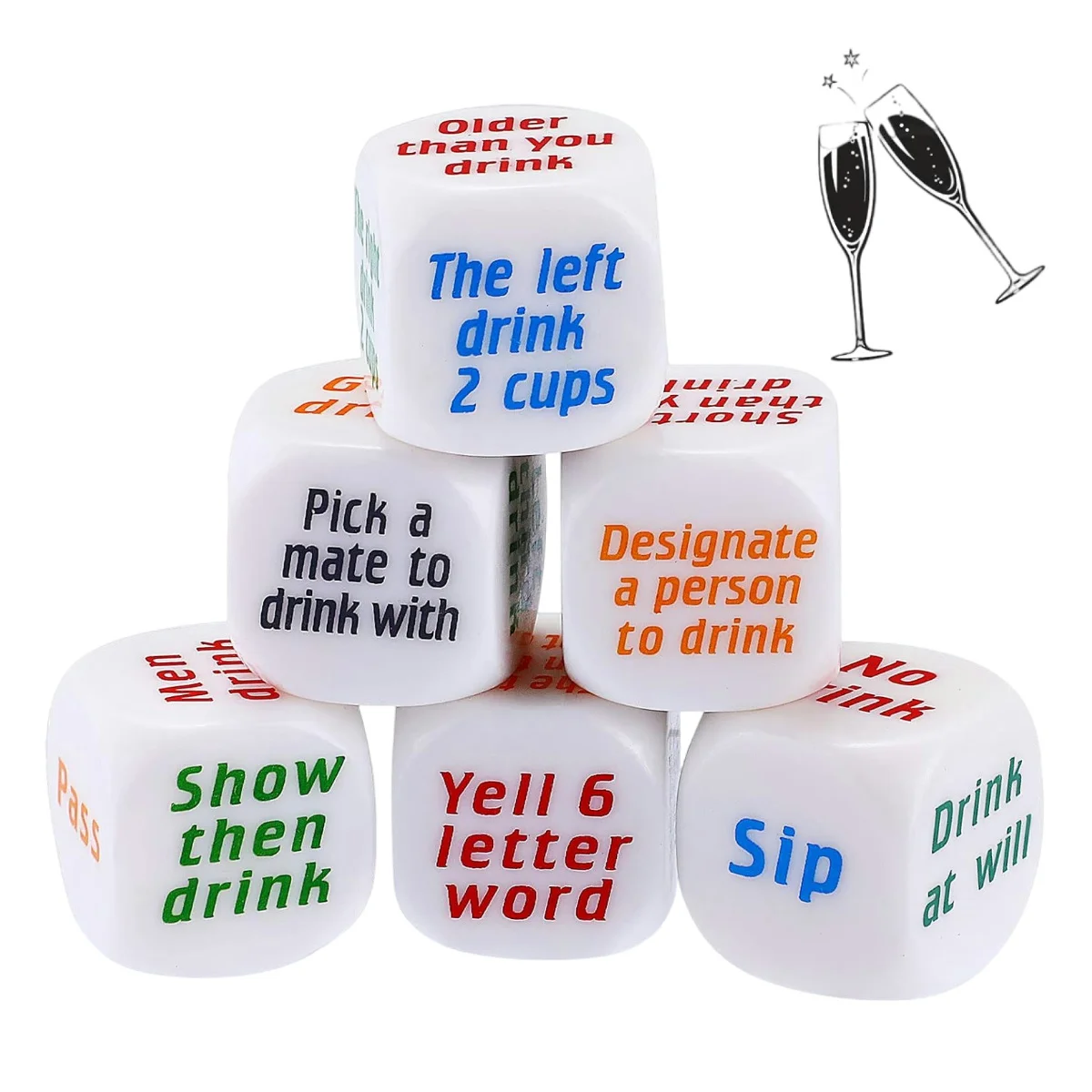 6 Pcs Party Drinking Bar Dice Game Set,Resha Roulette Drinking toy, Bachelorette Party for Adults Wedding Graduation Birthday