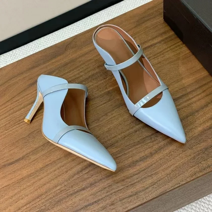 2025 FANGXITING اليدوية سلسلة حبة ماري جينس المفتوحة تو كعب مسطح امرأة النعال شباشب لخارج المنزل الشاطئ الشرائح البغال الوجه يتخبط #6