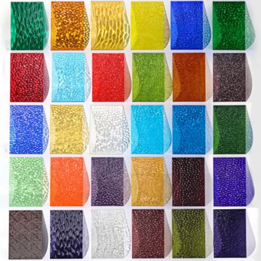 

30 Sheets Cathedral Stained Glass Sheets 6 x 4 Inch Rainbow Stained Glass Supplies for Window Arts Mosaic Tiles Crafts DIY Home