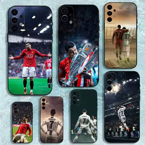 CR7 Football Star R-Ronaldo-ES Phone Case For Samsung S25,S24,S21,S22,S23,S30,Ultra,S20,Plus,Fe,Lite,Note,10,9,5G Black Cover