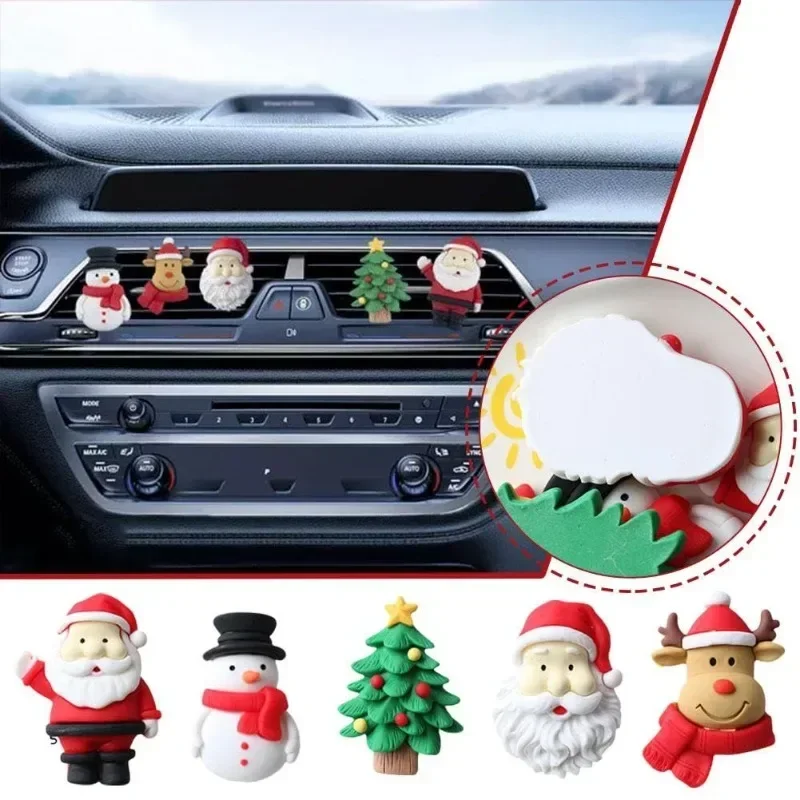 Car Air Outlet Fragrance Clip, 3D Christmas Santa Claus Elk Bell Resin Aromatherapy Clip, Auto Interior Decoration Accessories