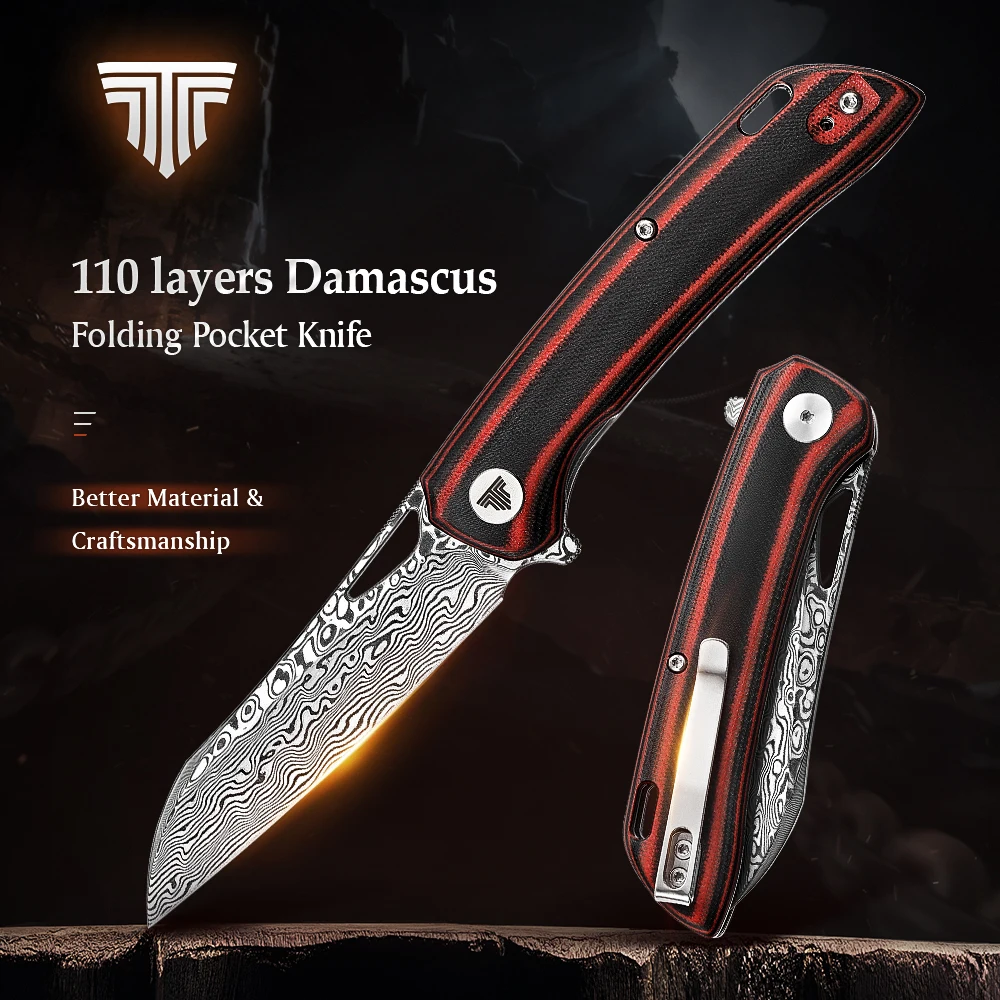 TRIVISA Pocket Folding Knife with Clip for Men,3.54