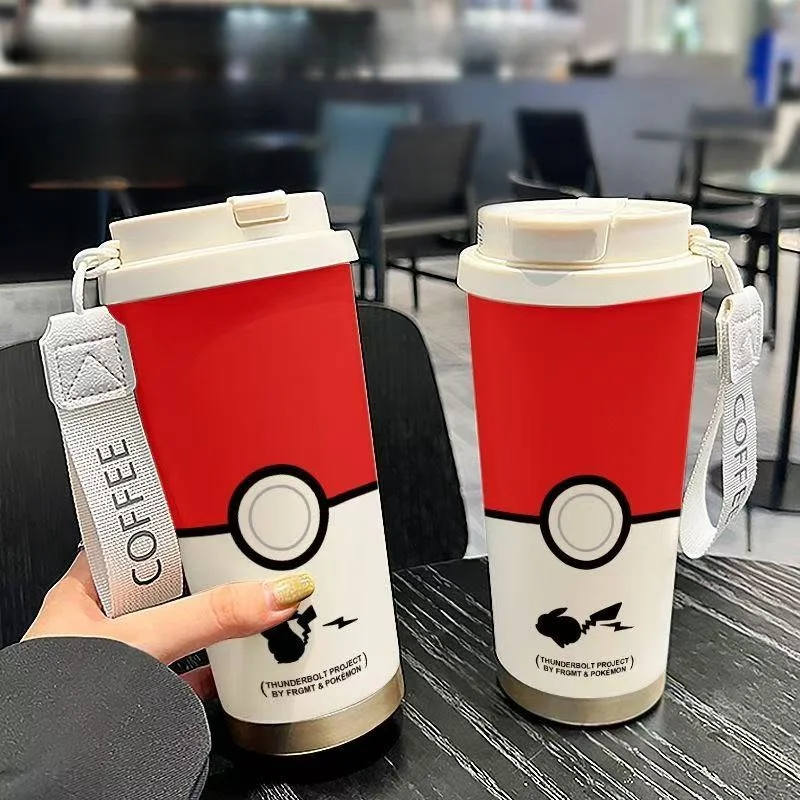 

Pokemon Water Cup Insulated Cups Anime Gengar Large Capacity Cold Insulation CoffeeCup Student Portable Stainless Steel StrawCup
