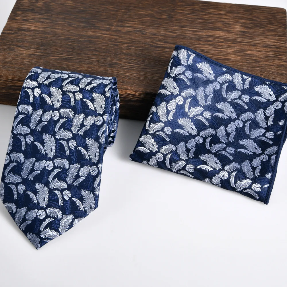 Picture 5: Men's Tie And Handkerchief Set Jacquard New Model 2-Piece Suit Feathers Style 2025