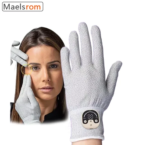 Microcurrent Facial Gloves - Silver Fiber Anti-Aging Gloves for Face Lifting, Wrinkle Reduction, Puffiness Relief, Collagen Stim