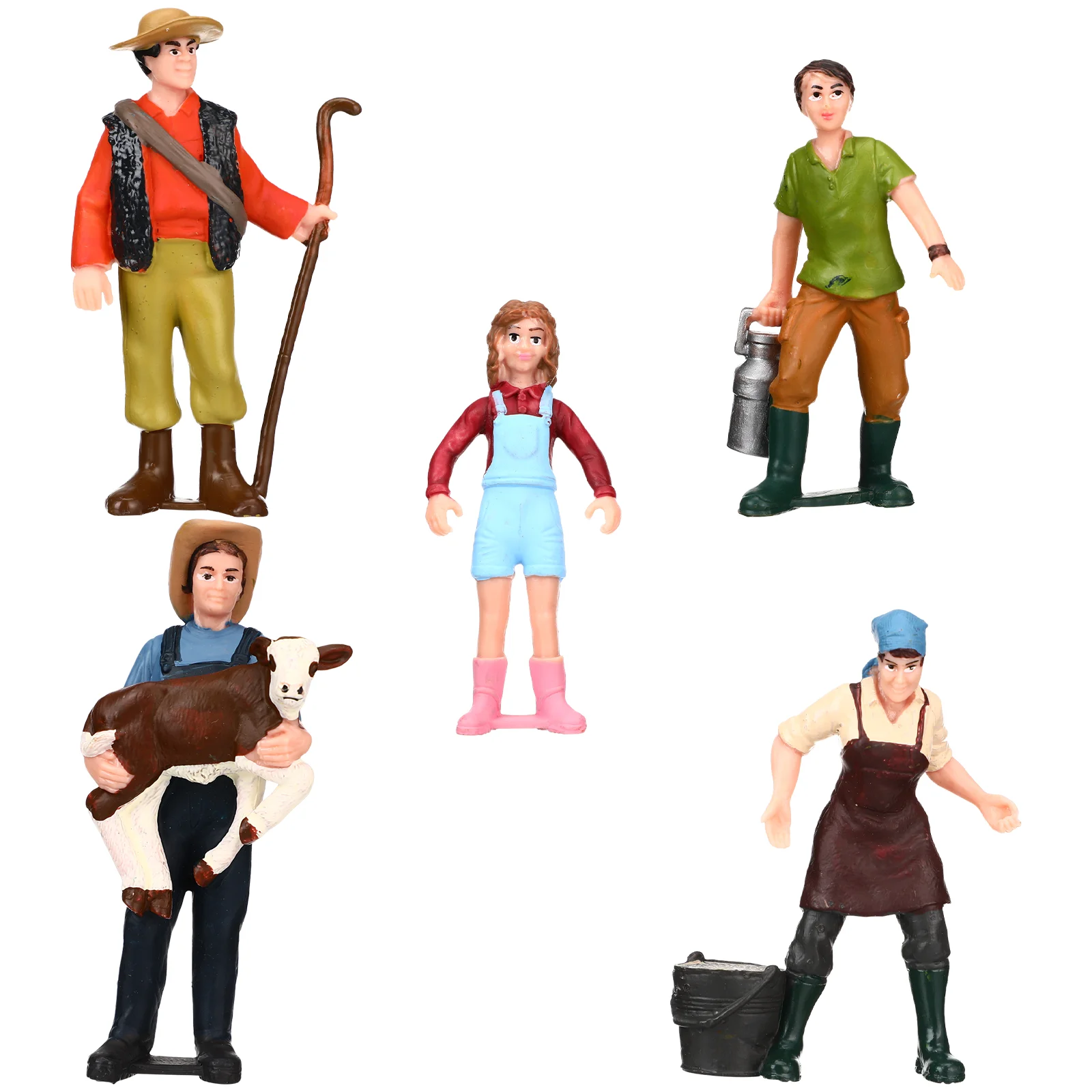 5 PCS Character Model Miniature Figures Layout Props Painted Models Scale People Vinyl Landscape Figurines Project