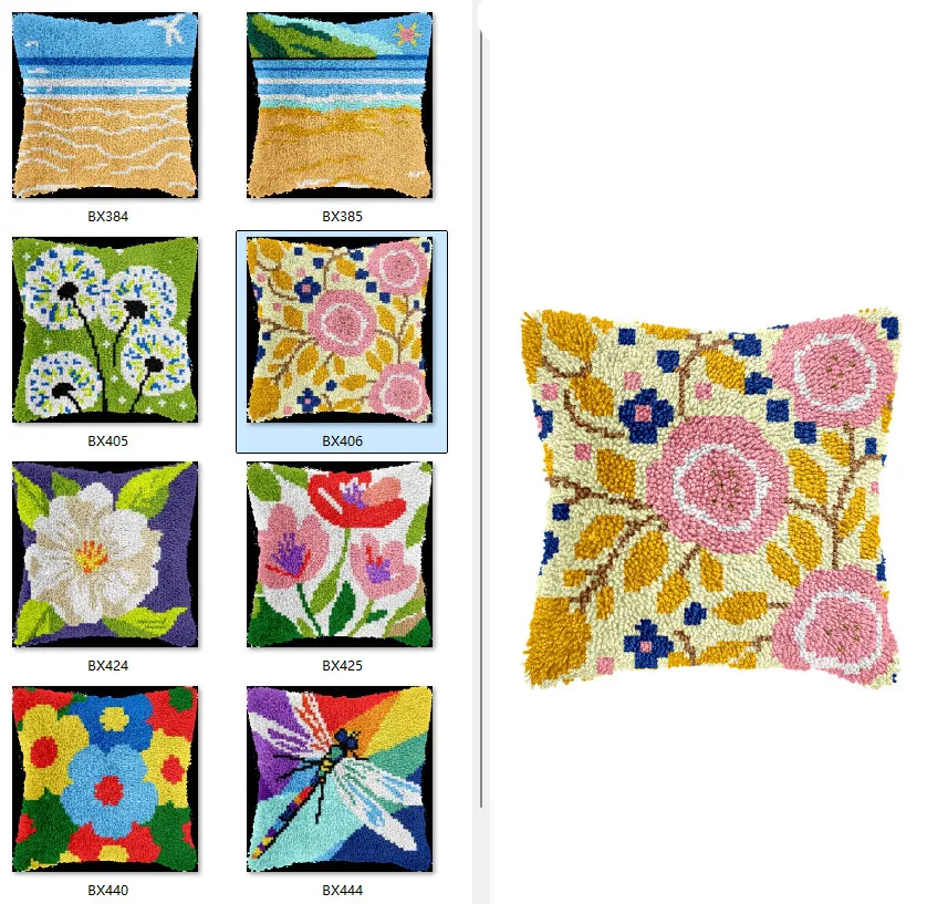 

Latch hook rug kits with Pre-Printed Pattern Cross stitch embroidery kit Footprint Carpet with your needlework Color Flowers 2